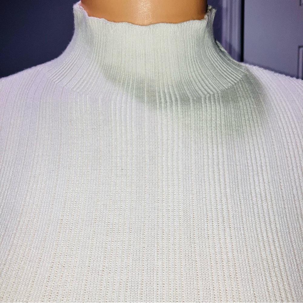 NWT Abercrombie & Fitch Ribbed Mockneck Cream Ivory Sweater Preppy Y2K Viscose M - Picture 6 of 8